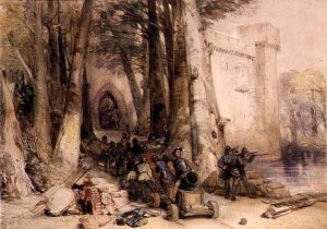 The Challenge: a Lady interposing between two Cavaliers, 1862