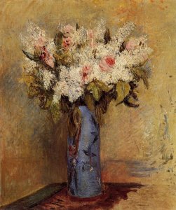 Vase Of Gladiolas And Roses