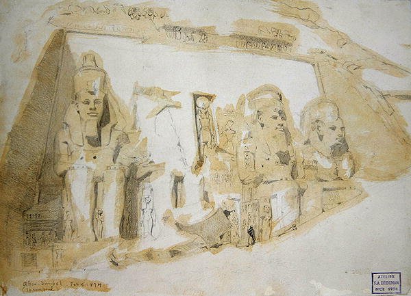 Four colossal Statues of Ramesses II (1279-1213 BC) at the Great Temple of Abu Simbel, 1874